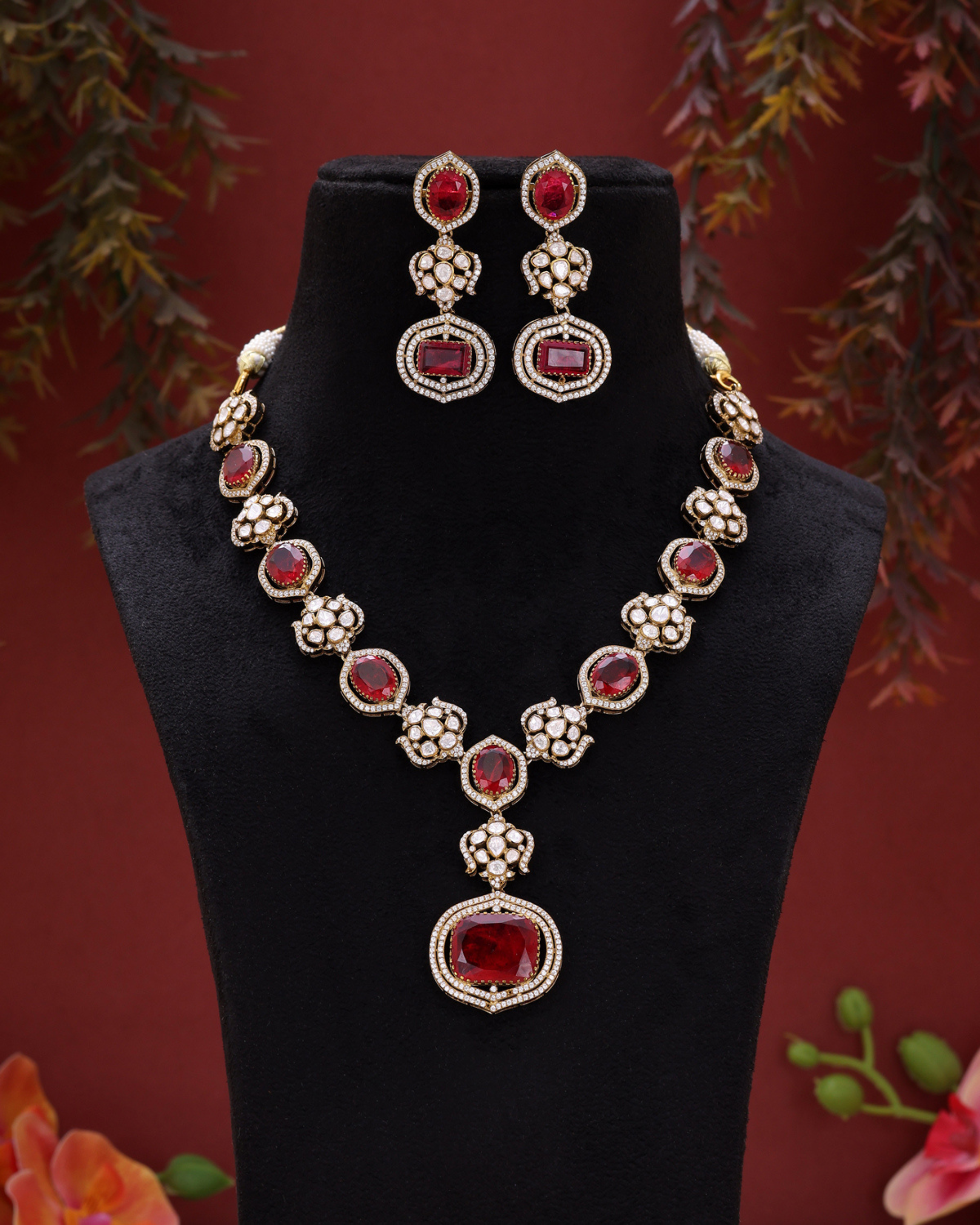 Rang-e-Gulab – Ruby Elegance Necklace Set